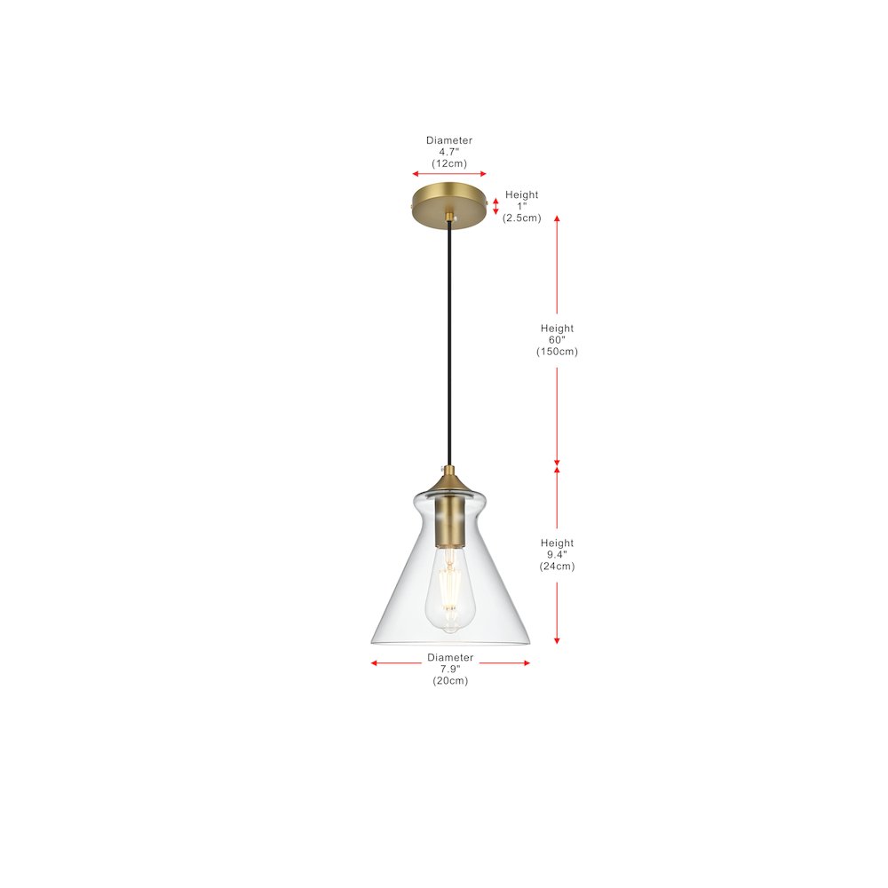 Destry 8 Inch Pendant Clear Shade in Satin Gold. Picture 9