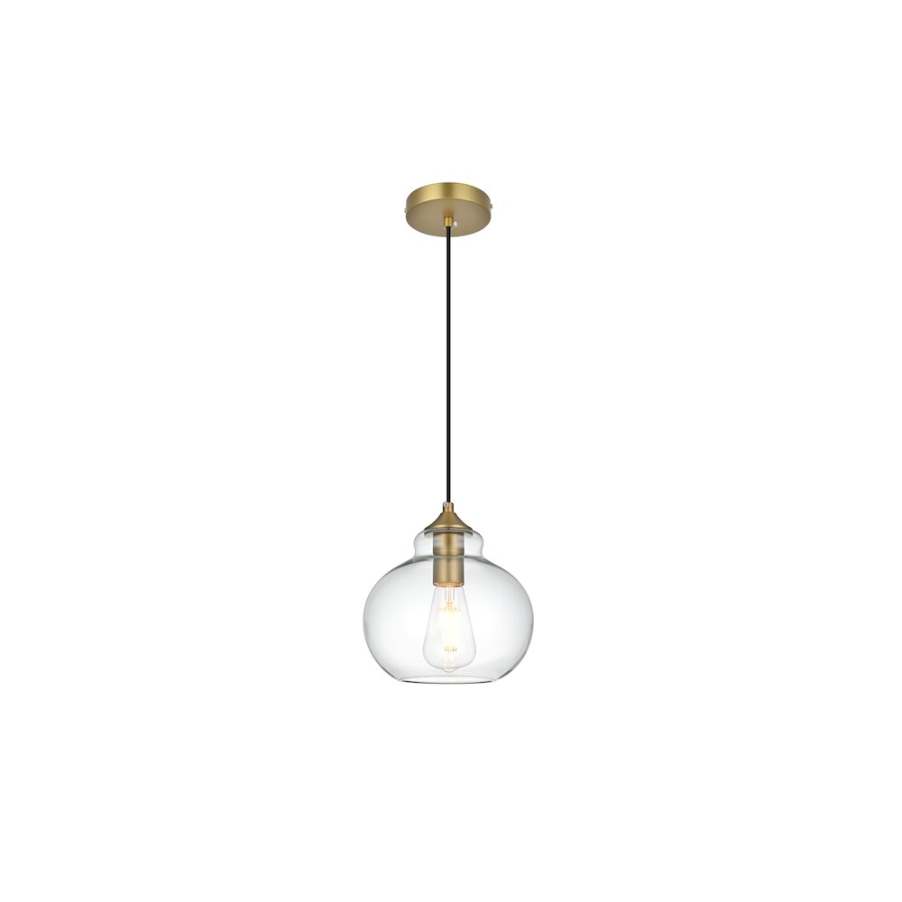 Destry 8 Inch Pendant Clear Shade in Satin Gold. Picture 1
