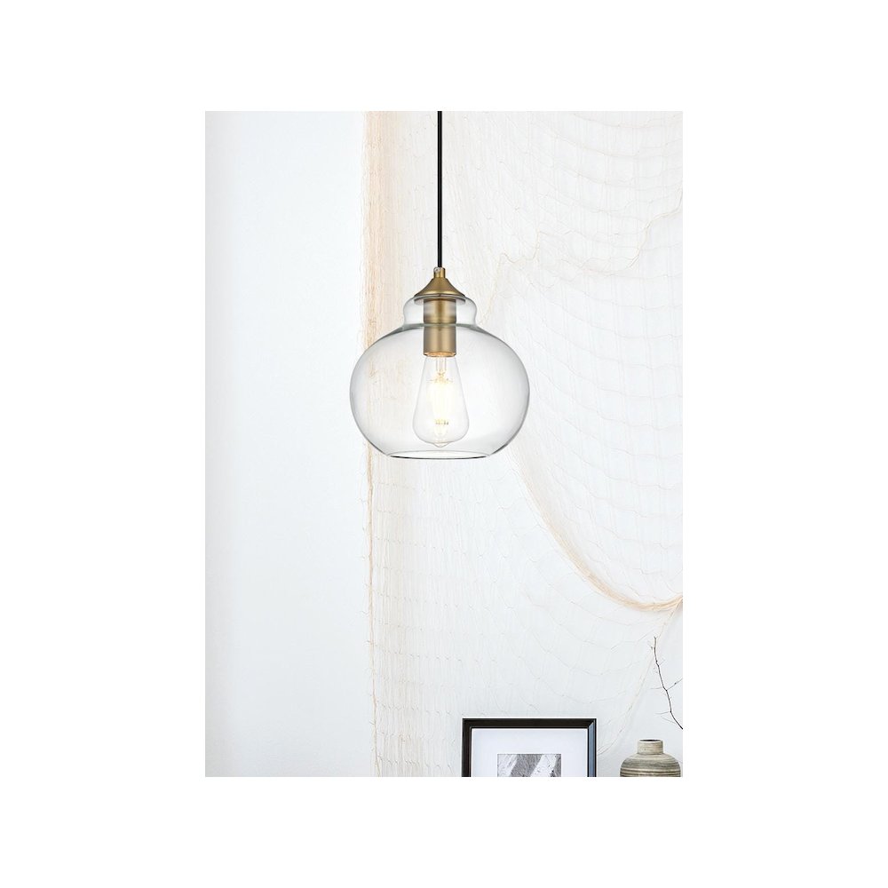 Destry 8 Inch Pendant Clear Shade in Satin Gold. Picture 2