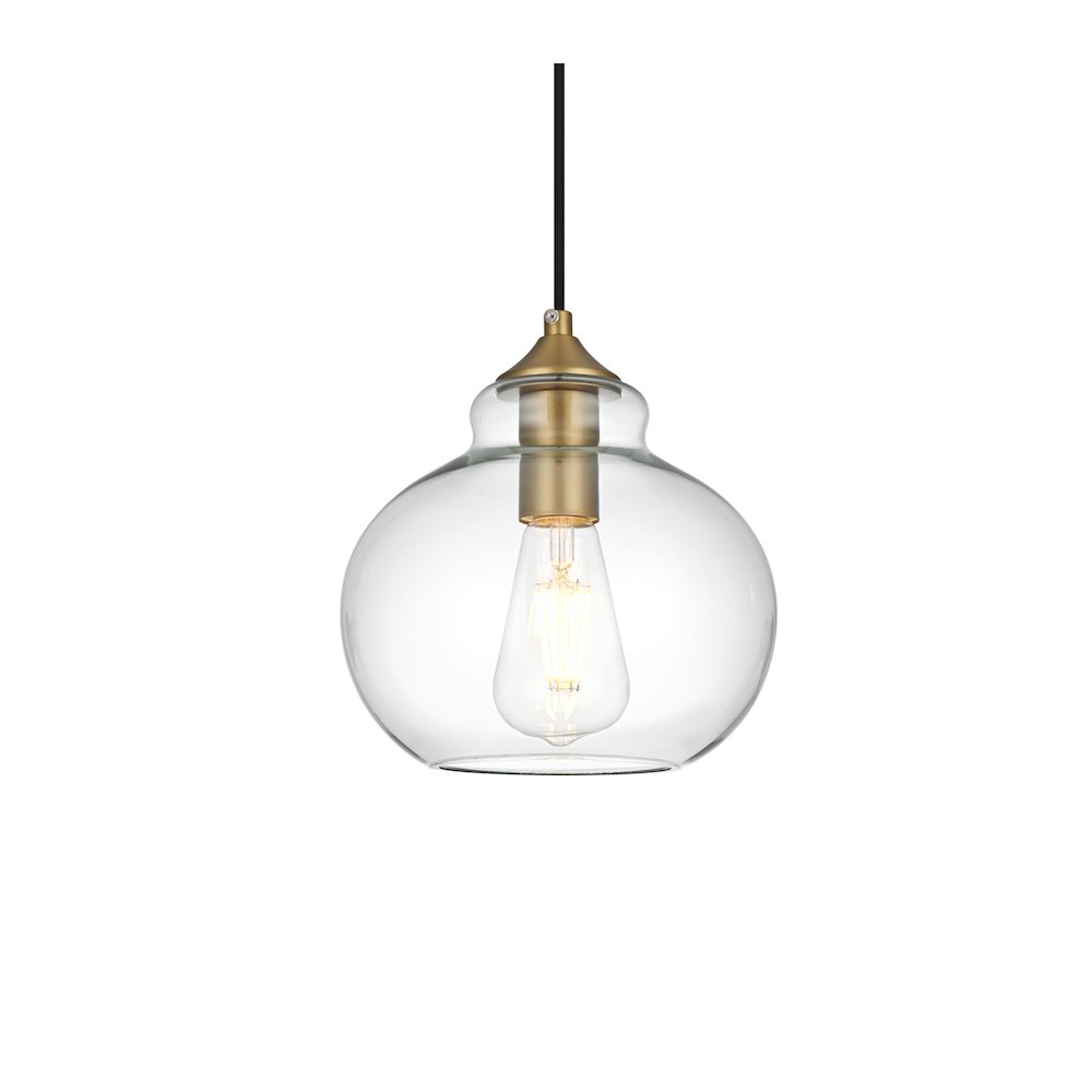 Destry 8 Inch Pendant Clear Shade in Satin Gold. Picture 3