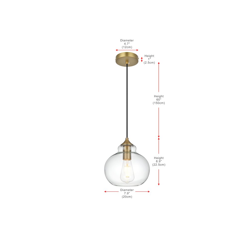 Destry 8 Inch Pendant Clear Shade in Satin Gold. Picture 9