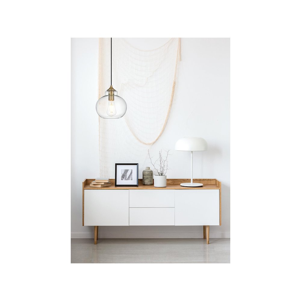 Destry 8 Inch Pendant Clear Shade in Satin Gold. Picture 10