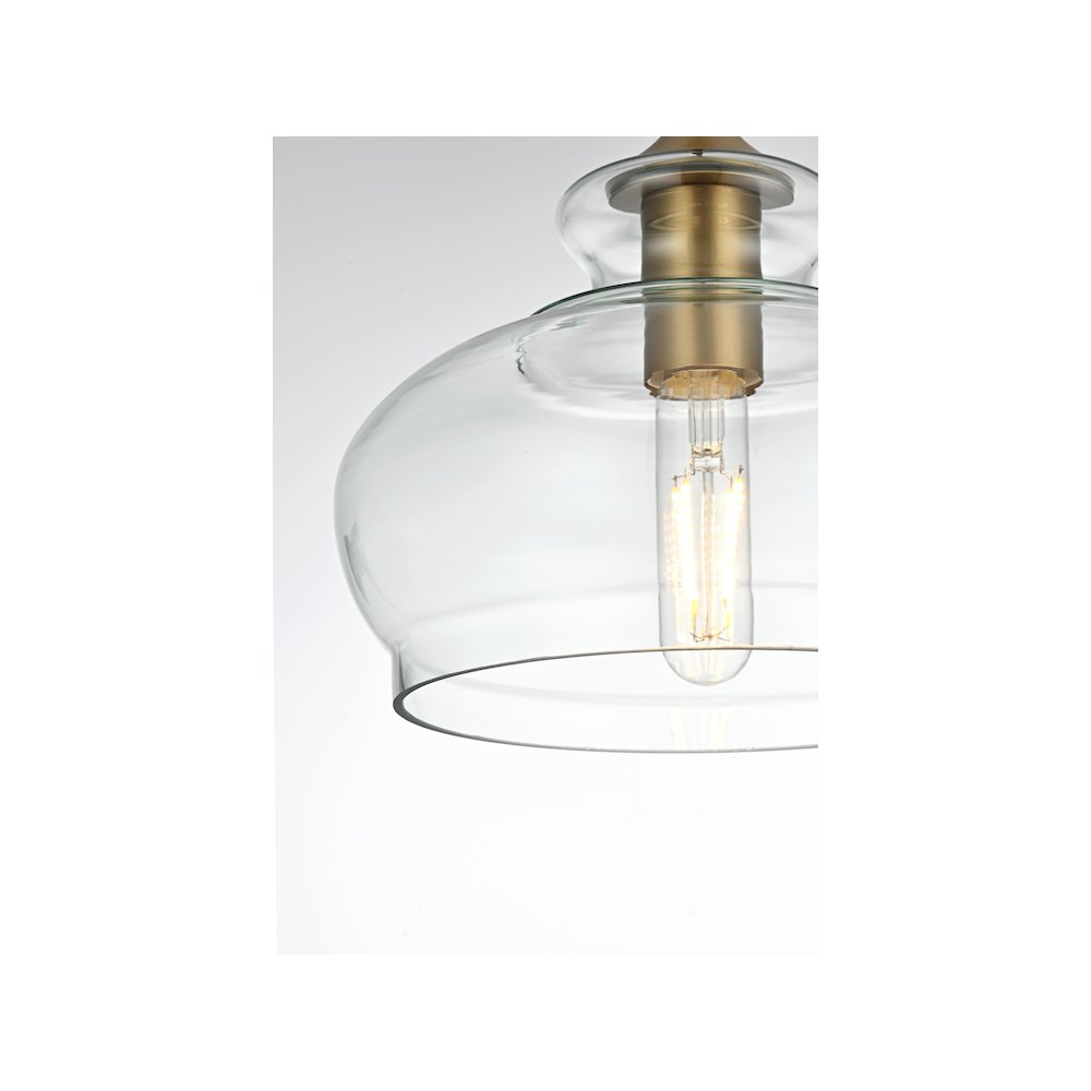 Destry 9.5 Inch Pendant Clear Shade in Satin Gold. Picture 5