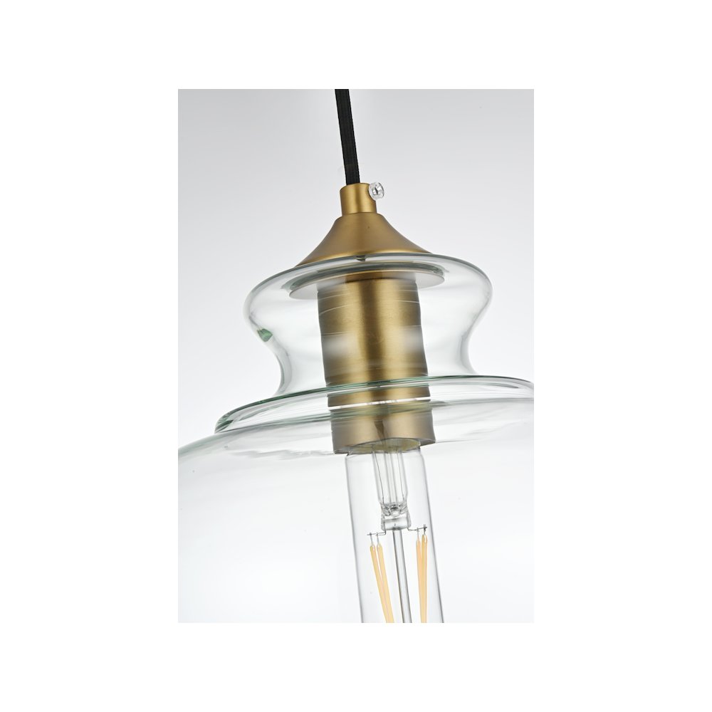 Destry 9.5 Inch Pendant Clear Shade in Satin Gold. Picture 6