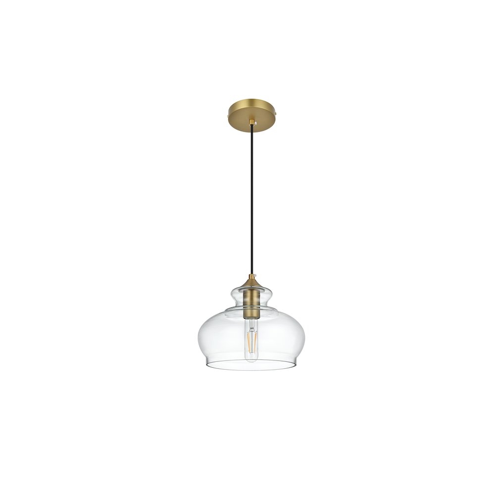 Destry 9.5 Inch Pendant Clear Shade in Satin Gold. Picture 8