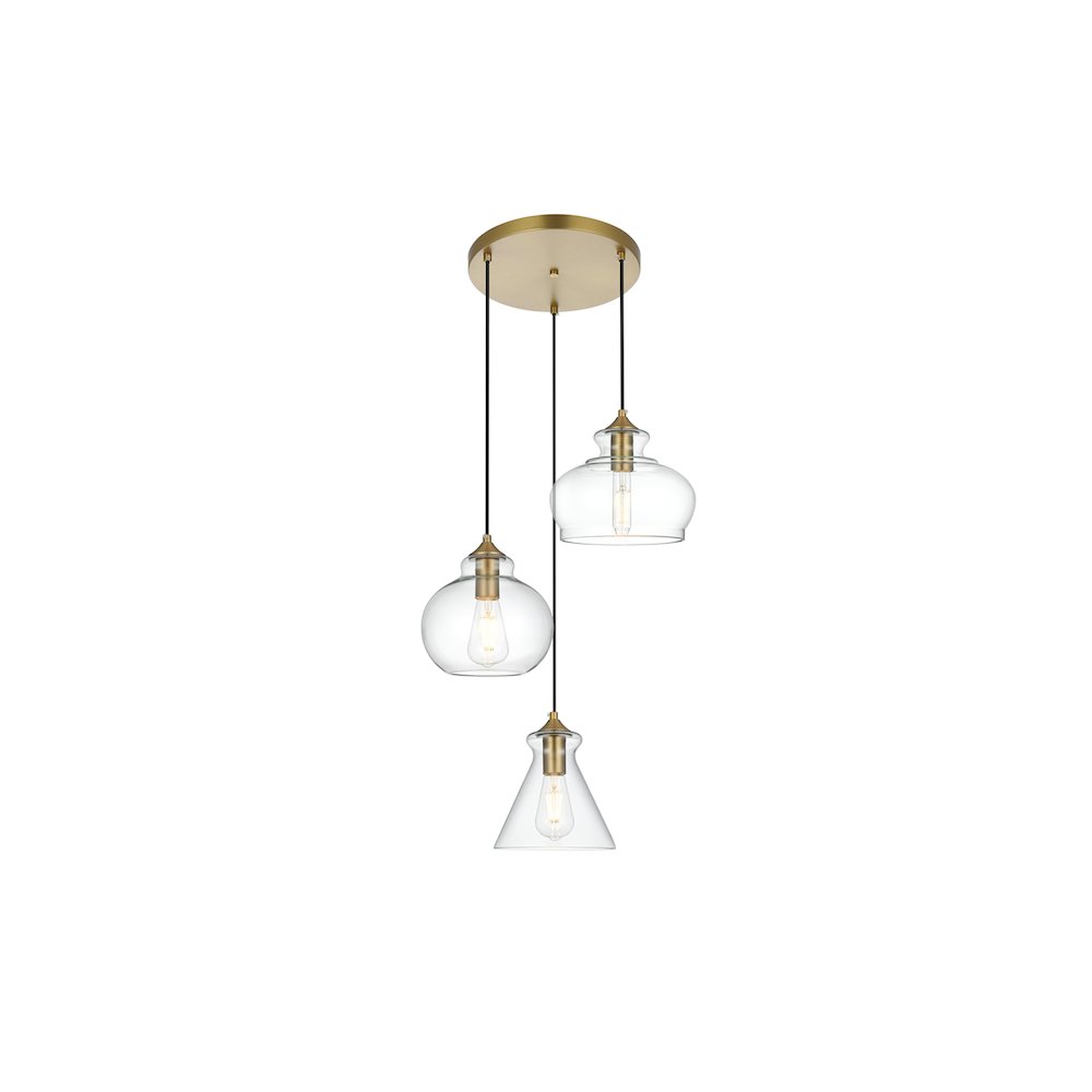 Destry 18.5 Inch Pendant Clear Shade in Satin Gold. Picture 1