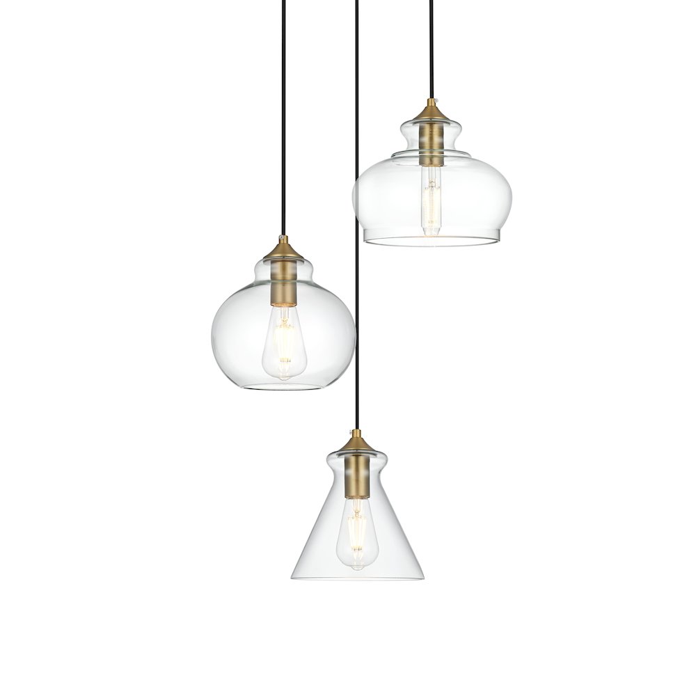 Destry 18.5 Inch Pendant Clear Shade in Satin Gold. Picture 3