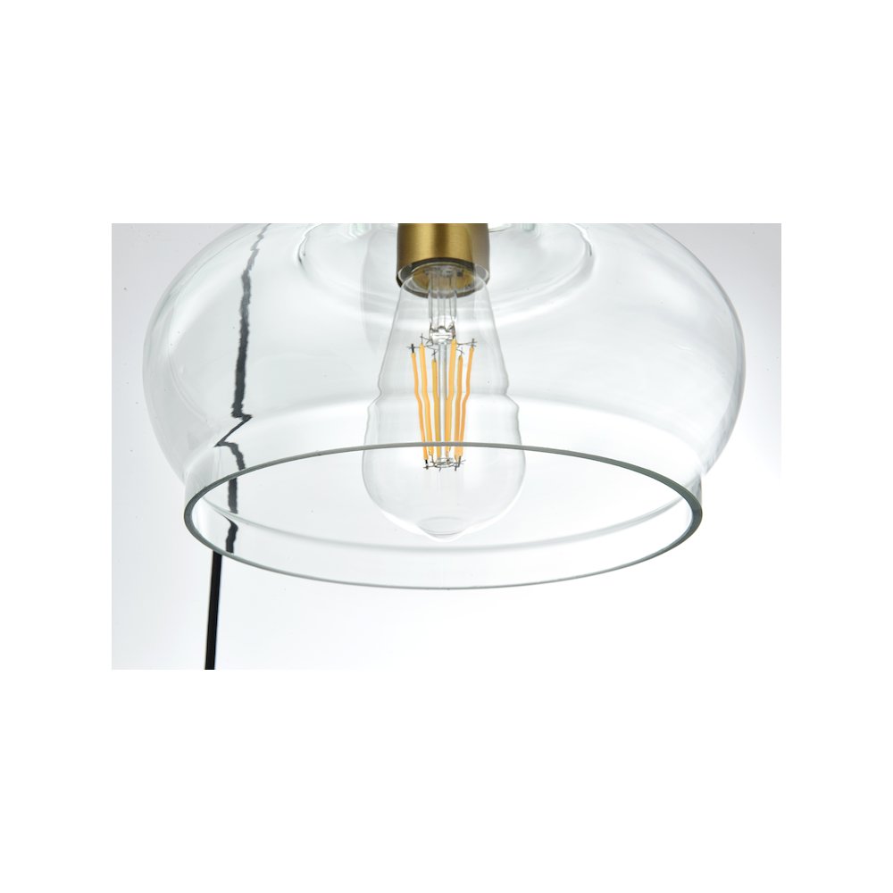 Destry 18.5 Inch Pendant Clear Shade in Satin Gold. Picture 4