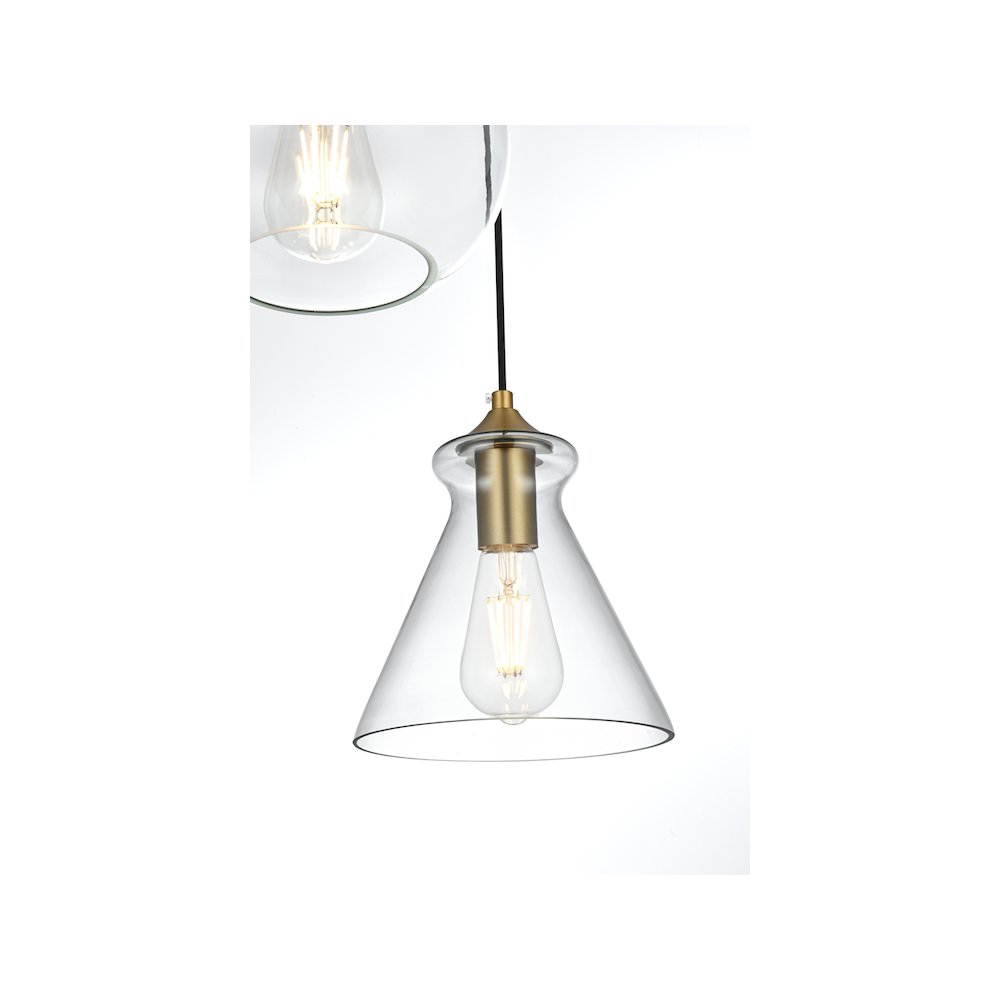 Destry 18.5 Inch Pendant Clear Shade in Satin Gold. Picture 6