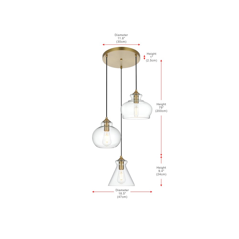 Destry 18.5 Inch Pendant Clear Shade in Satin Gold. Picture 9