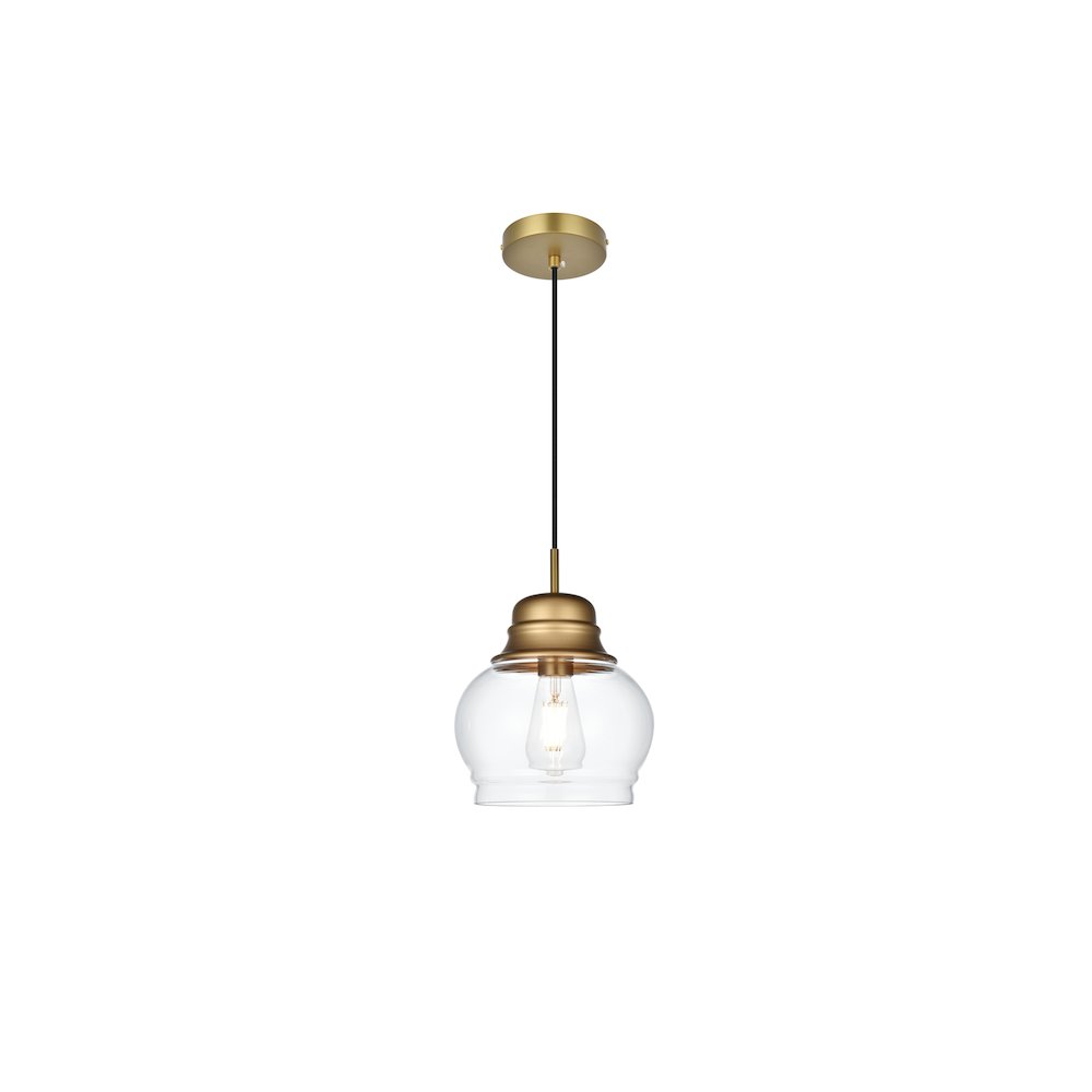 Kenna 8 Inch Pendant Clear Shade in Satin Gold. Picture 1