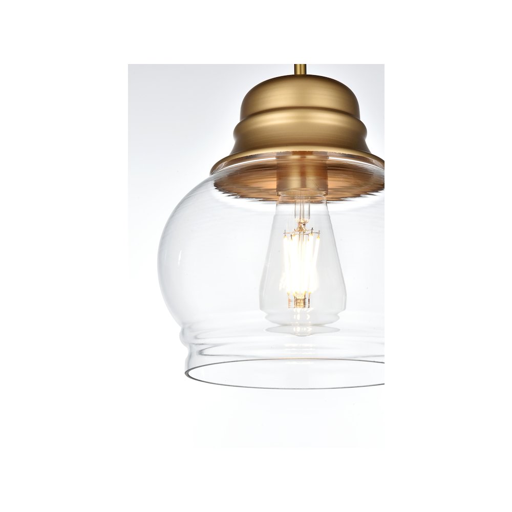 Kenna 8 Inch Pendant Clear Shade in Satin Gold. Picture 5