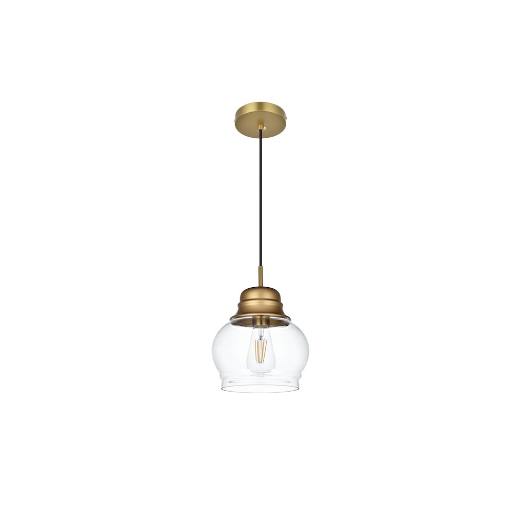Kenna 8 Inch Pendant Clear Shade in Satin Gold. Picture 8