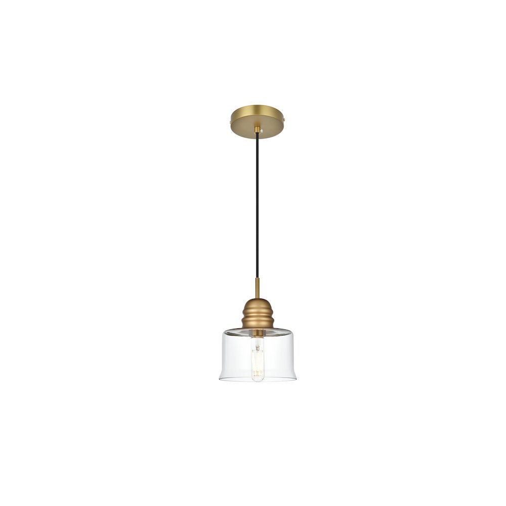 Kenna 6.5 Inch Pendant Clear Shade in Satin Gold. Picture 1