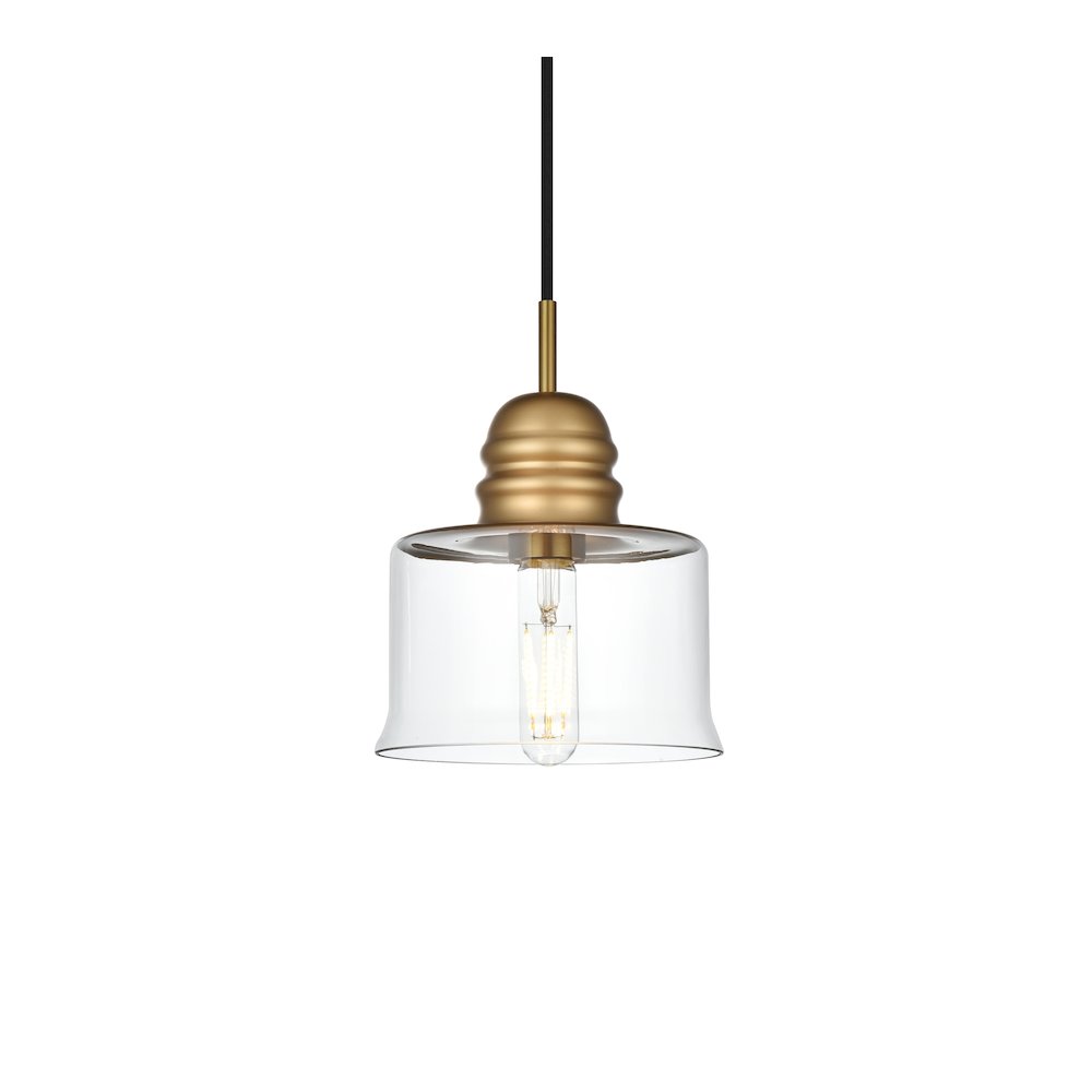 Kenna 6.5 Inch Pendant Clear Shade in Satin Gold. Picture 3