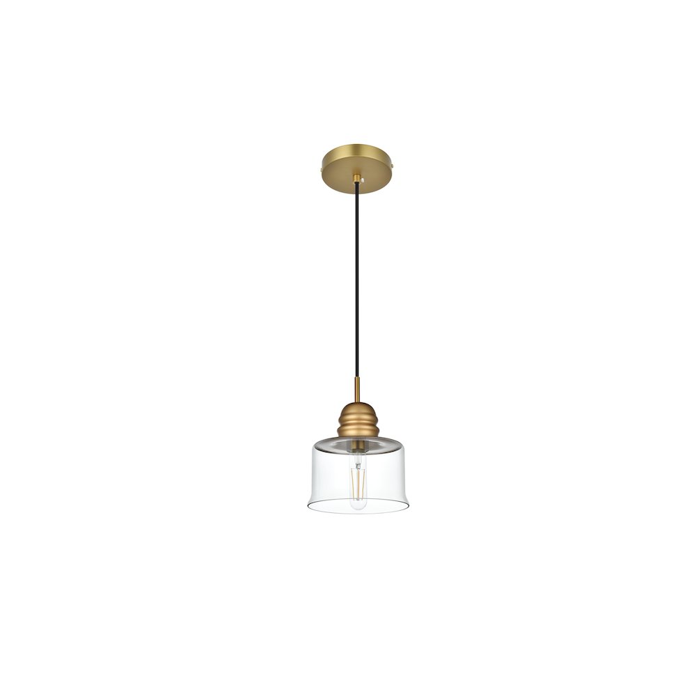 Kenna 6.5 Inch Pendant Clear Shade in Satin Gold. Picture 8