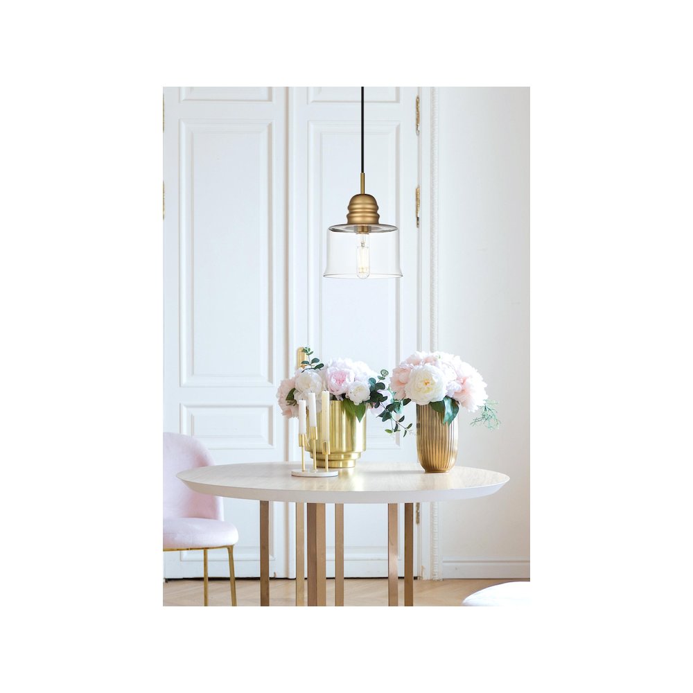 Kenna 6.5 Inch Pendant Clear Shade in Satin Gold. Picture 10