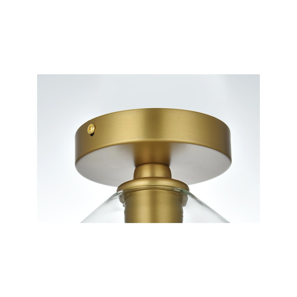 Gene 8 Inch Flush Mount Clear Shade in Satin Gold. Picture 6