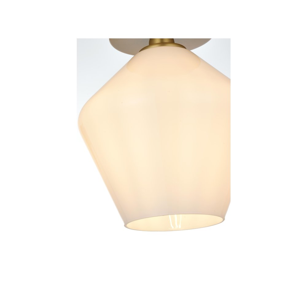 Gene 8 Inch Flush Mount Frosted White Shade in Satin Gold. Picture 5