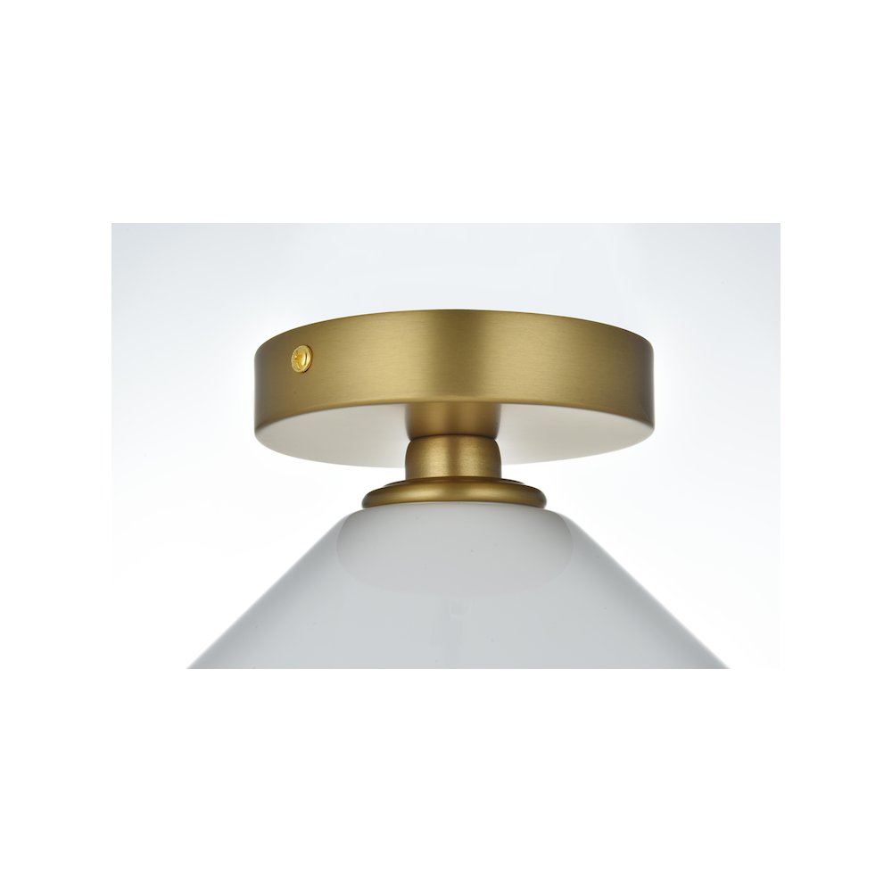 Gene 8 Inch Flush Mount Frosted White Shade in Satin Gold. Picture 6