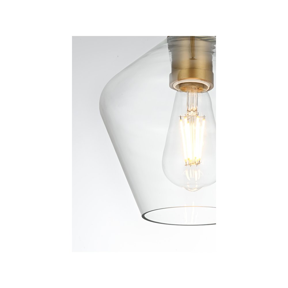 Gene 8 Inch Pendant Clear Shade in Satin Gold. Picture 5