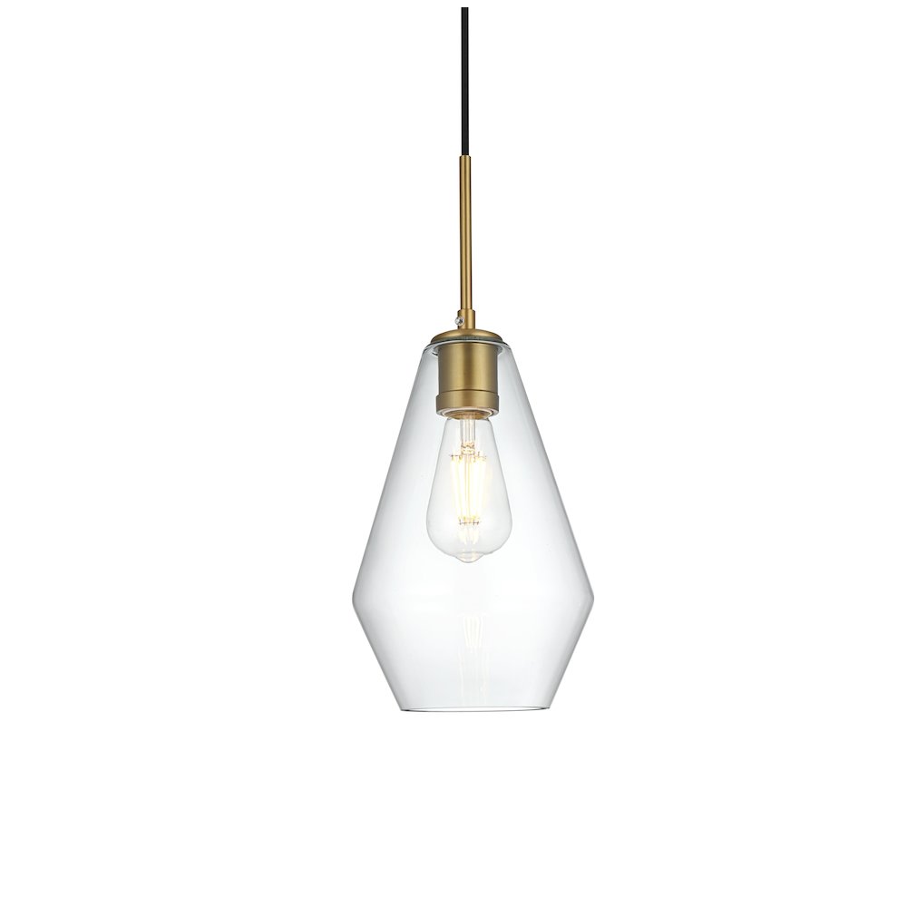 Gene 7 Inch Pendant Clear Shade in Satin Gold. Picture 3