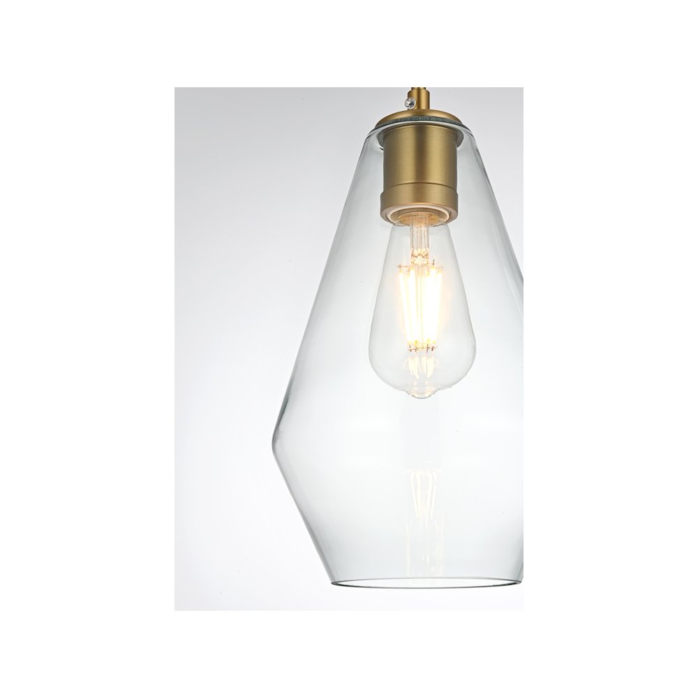 Gene 7 Inch Pendant Clear Shade in Satin Gold. Picture 5