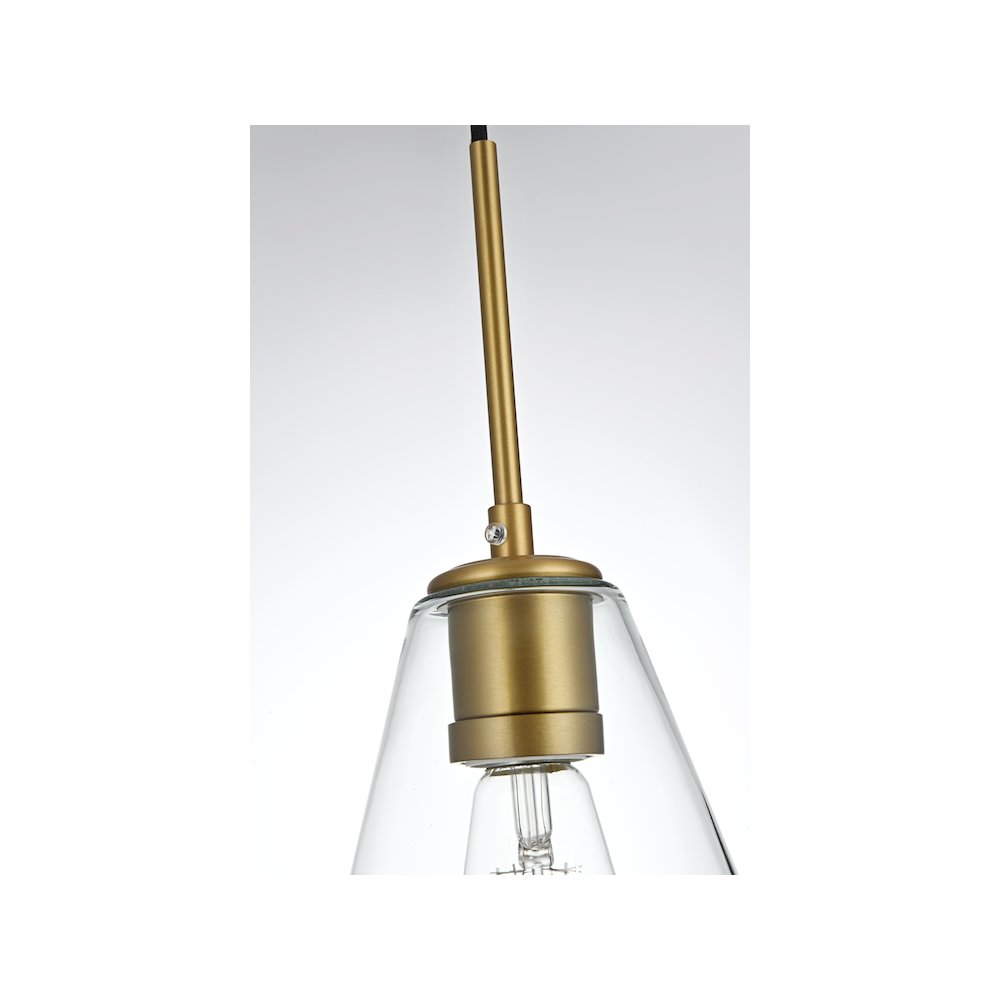 Gene 7 Inch Pendant Clear Shade in Satin Gold. Picture 6
