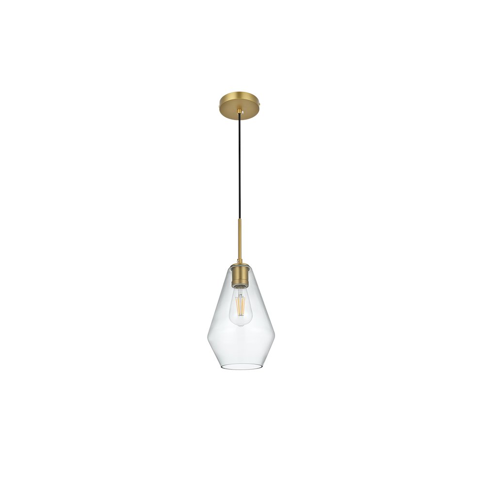Gene 7 Inch Pendant Clear Shade in Satin Gold. Picture 8