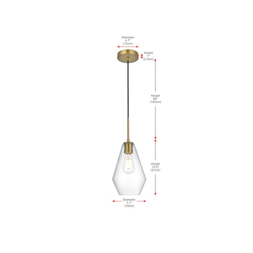 Gene 7 Inch Pendant Clear Shade in Satin Gold. Picture 9