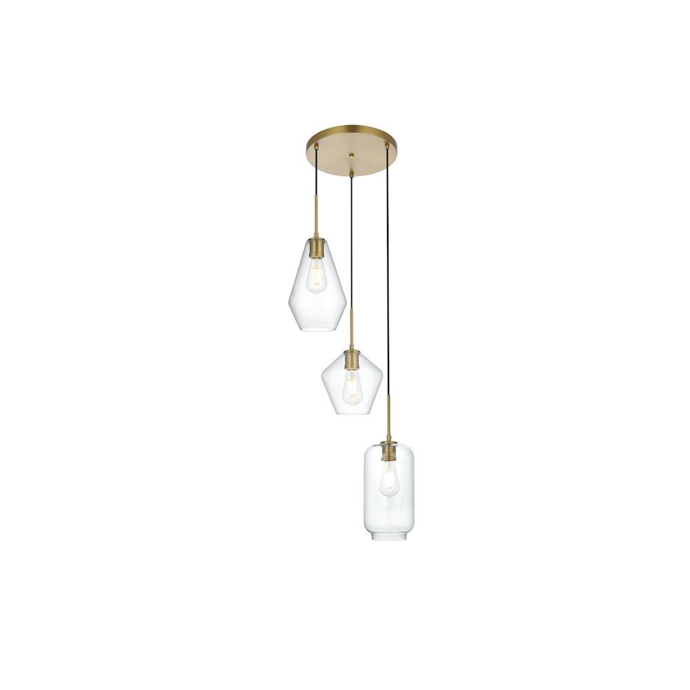 Gene 17.5 Inch Pendant Clear Shade in Satin Gold. Picture 1