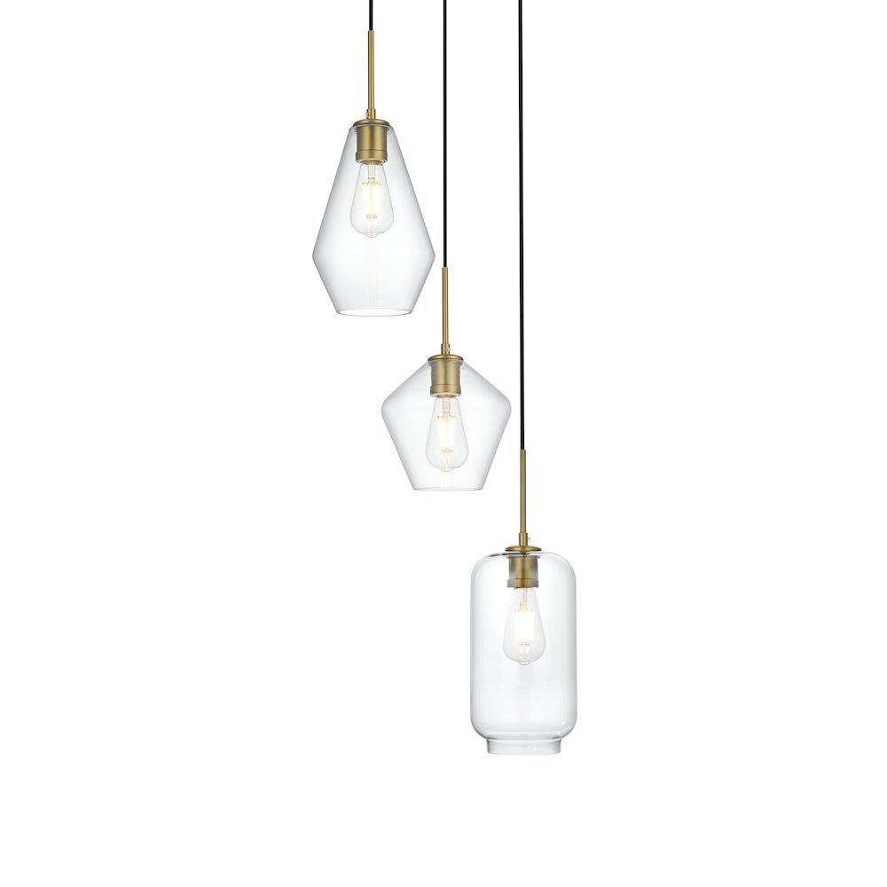 Gene 17.5 Inch Pendant Clear Shade in Satin Gold. Picture 3