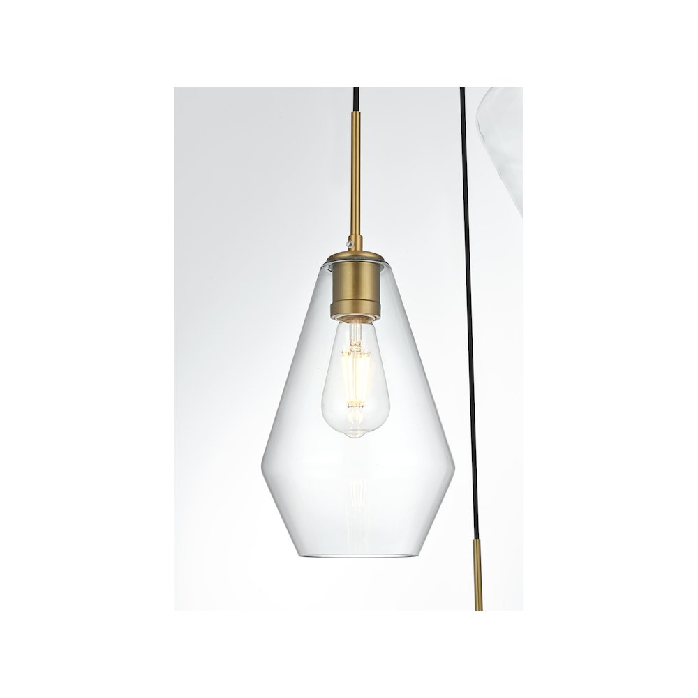 Gene 17.5 Inch Pendant Clear Shade in Satin Gold. Picture 6