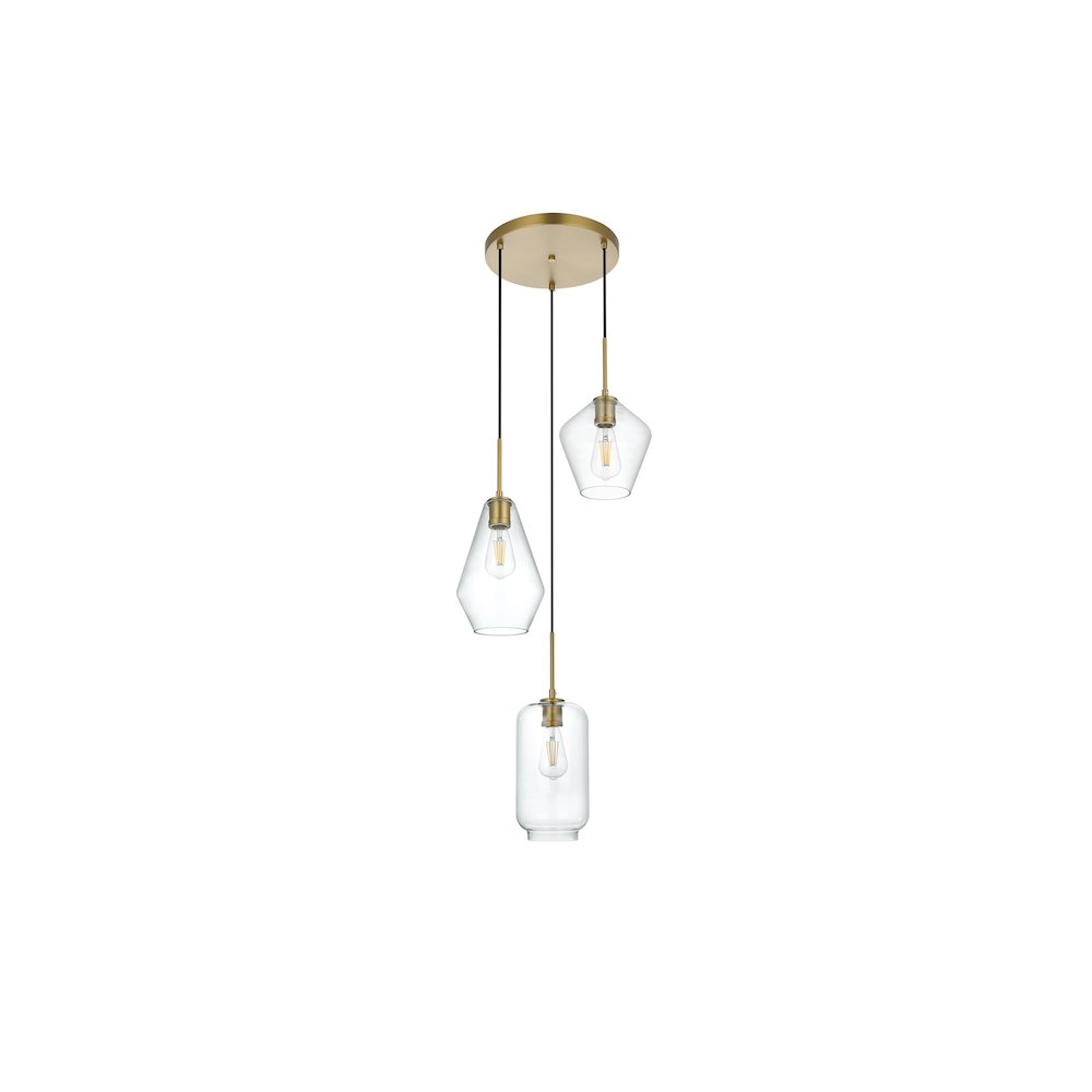 Gene 17.5 Inch Pendant Clear Shade in Satin Gold. Picture 8