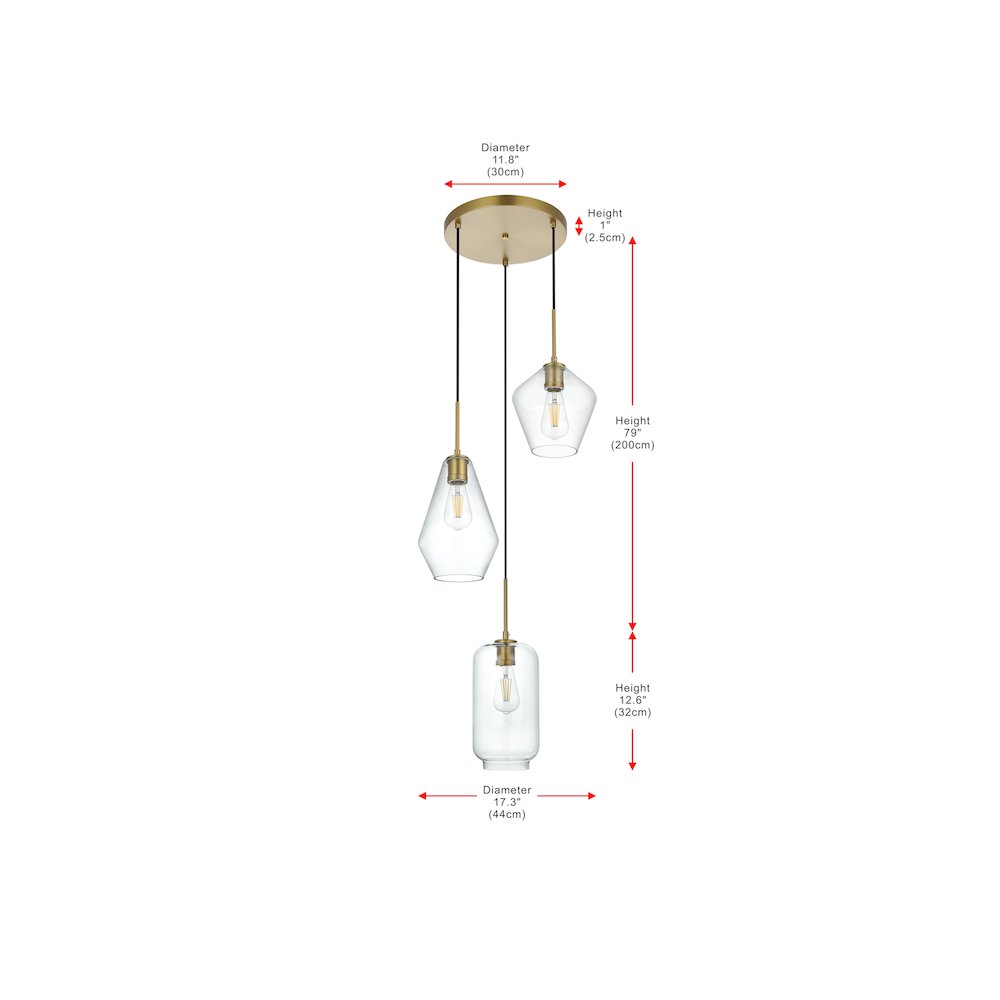 Gene 17.5 Inch Pendant Clear Shade in Satin Gold. Picture 9
