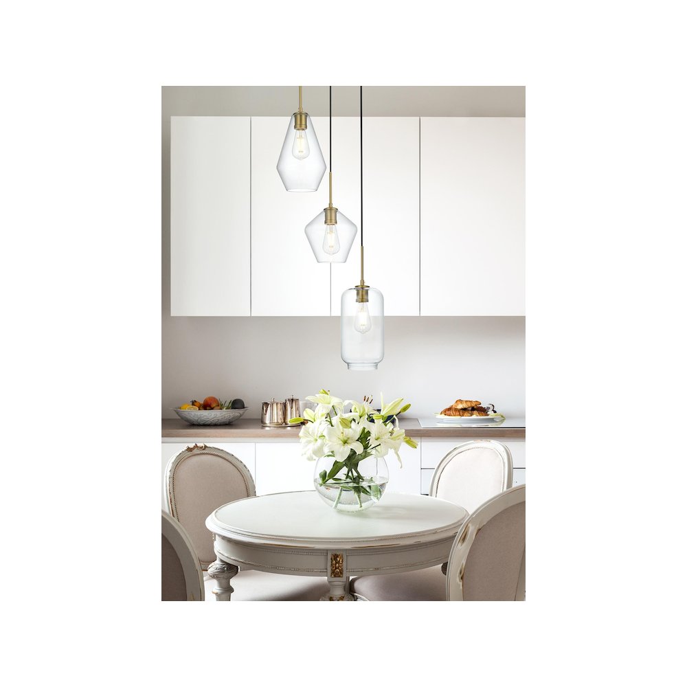 Gene 17.5 Inch Pendant Clear Shade in Satin Gold. Picture 10