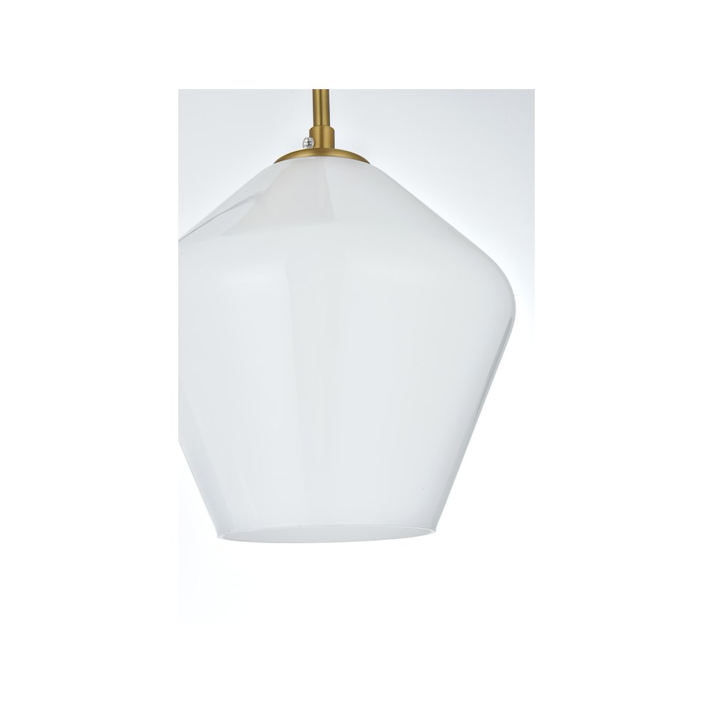 Gene 17.5 Inch Pendant Frosted White in Satin Gold. Picture 4