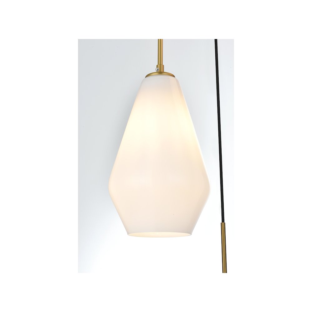 Gene 17.5 Inch Pendant Frosted White in Satin Gold. Picture 6