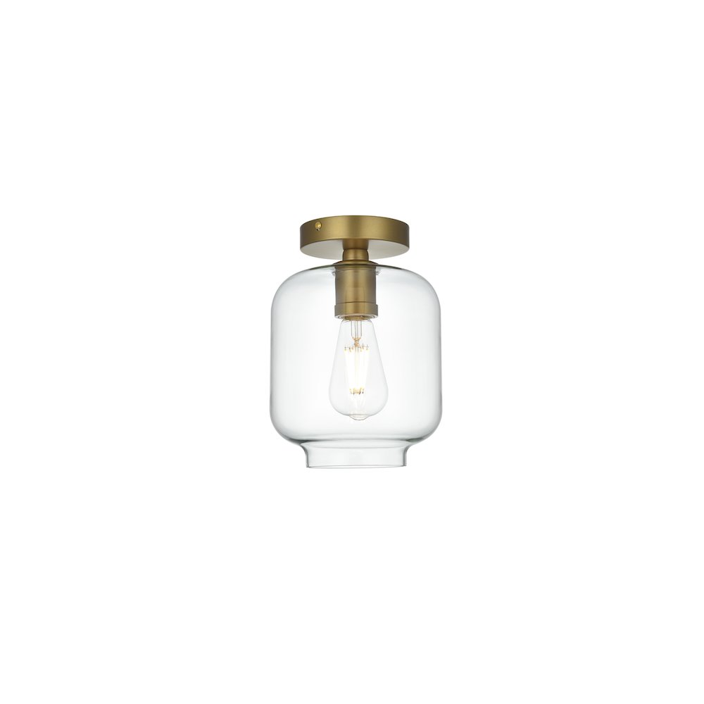 Collier 7.5 Inch Flush Mount Clear Shade in Satin Gold. Picture 1