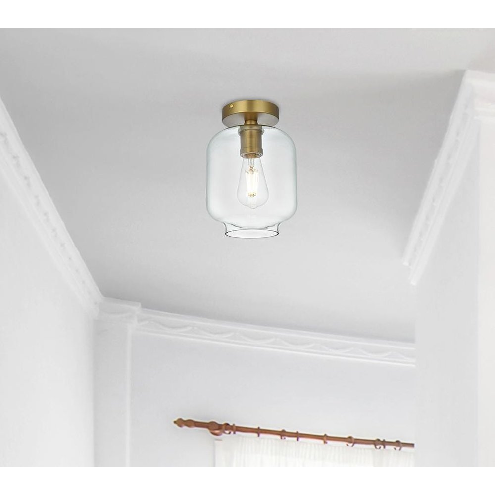 Collier 7.5 Inch Flush Mount Clear Shade in Satin Gold. Picture 2