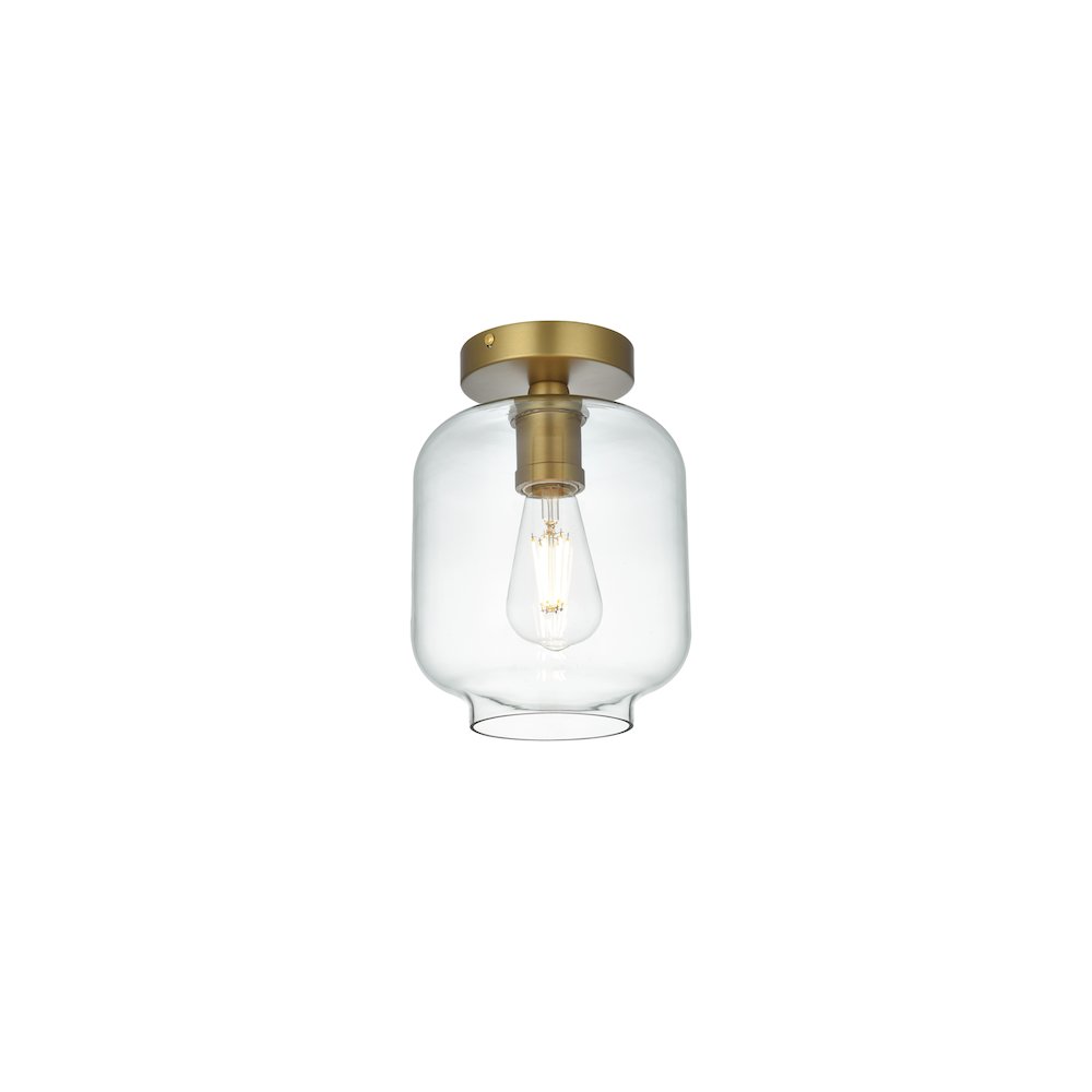 Collier 7.5 Inch Flush Mount Clear Shade in Satin Gold. Picture 3