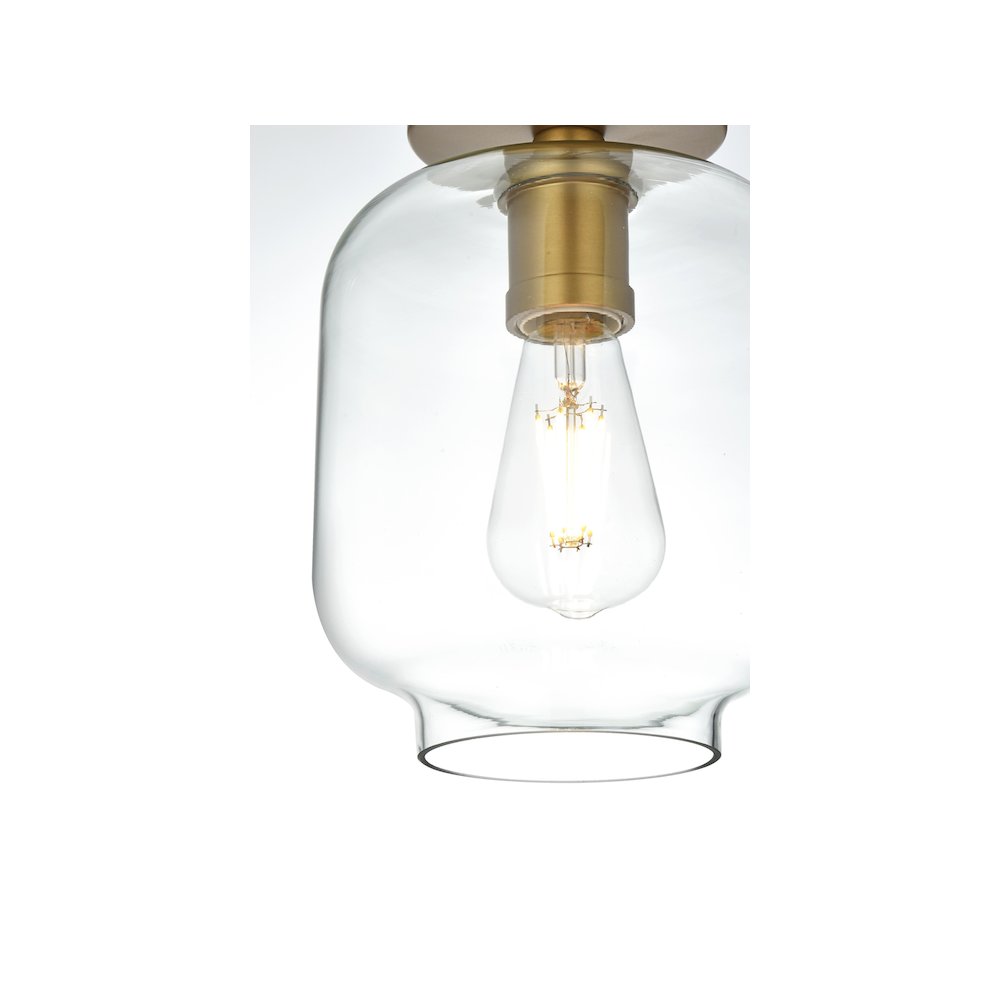 Collier 7.5 Inch Flush Mount Clear Shade in Satin Gold. Picture 5