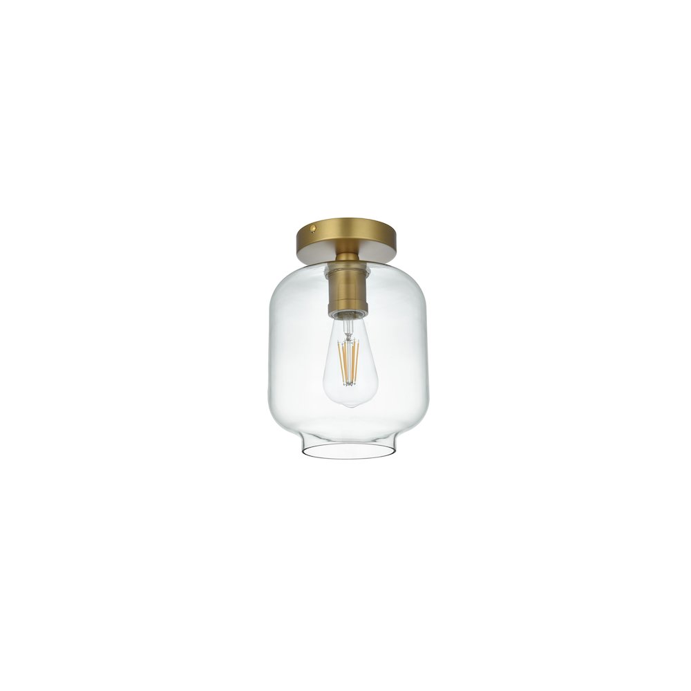 Collier 7.5 Inch Flush Mount Clear Shade in Satin Gold. Picture 7