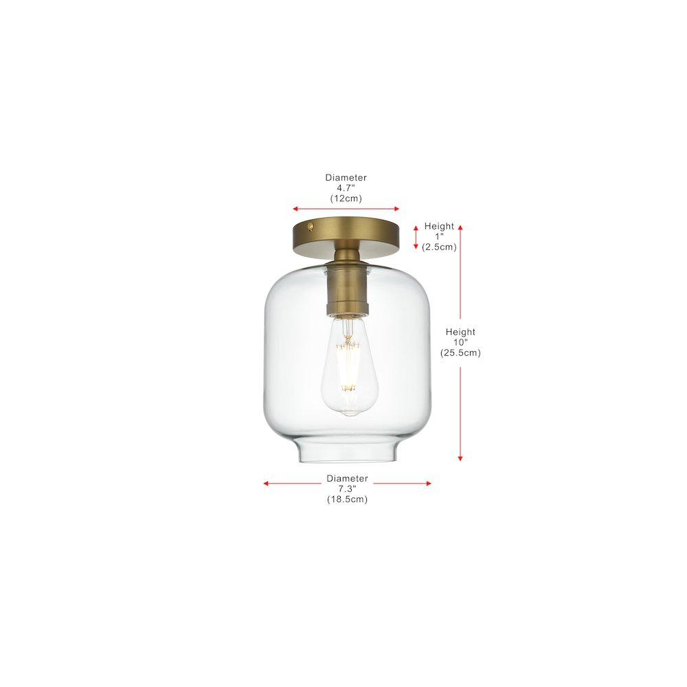 Collier 7.5 Inch Flush Mount Clear Shade in Satin Gold. Picture 8