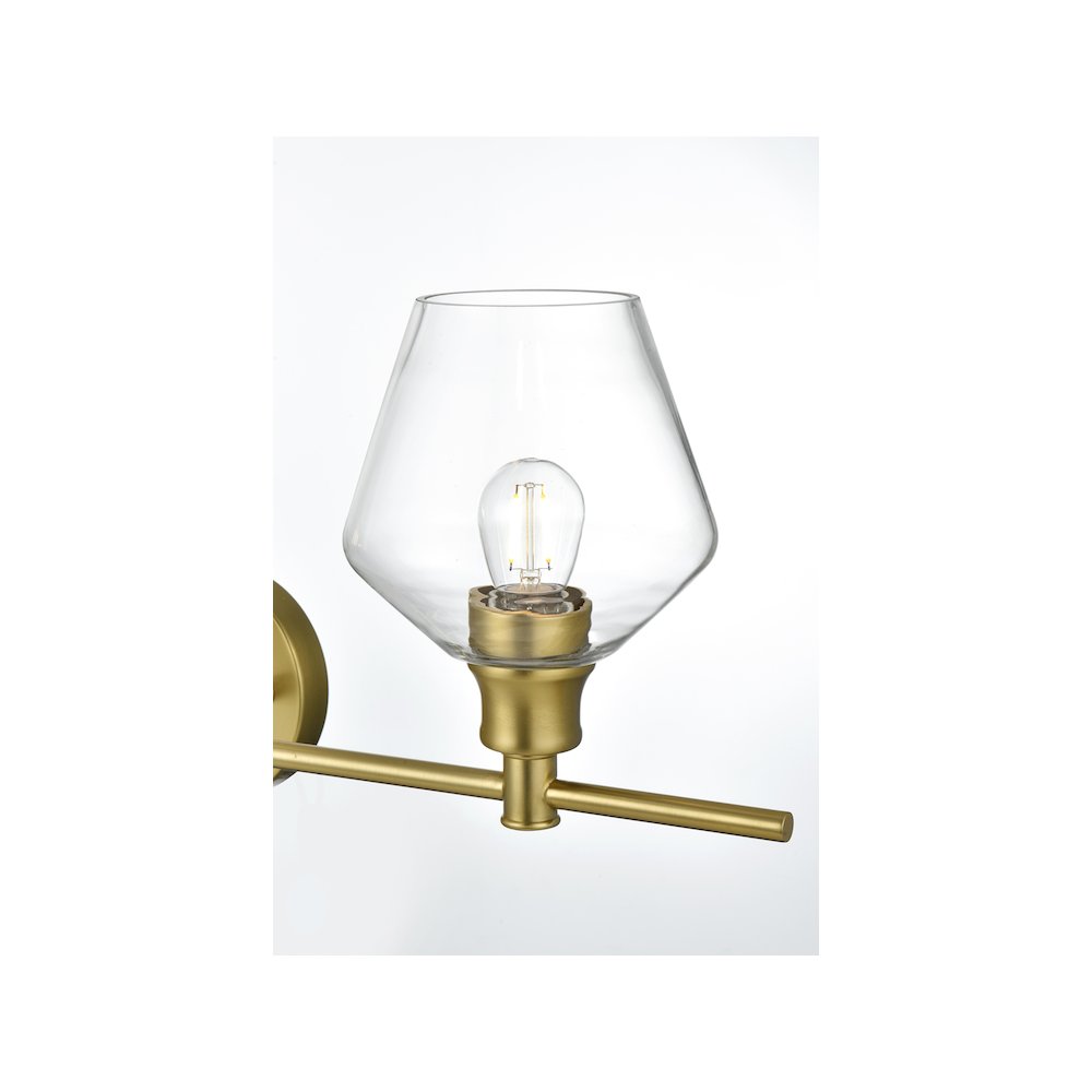Gene 2 Light Satin Gold and Clear Glass Wall Sconce. Picture 4