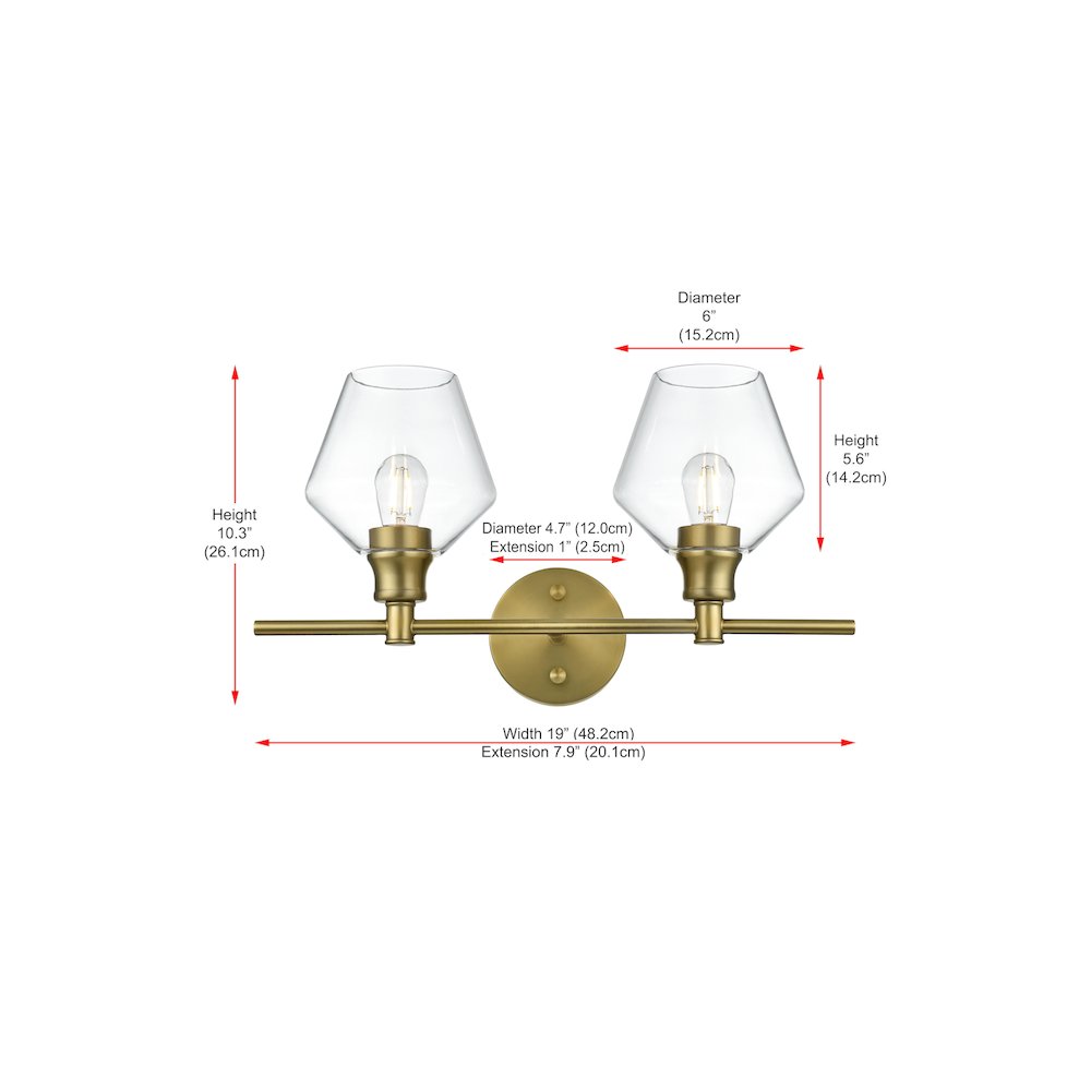Gene 2 Light Satin Gold and Clear Glass Wall Sconce. Picture 8
