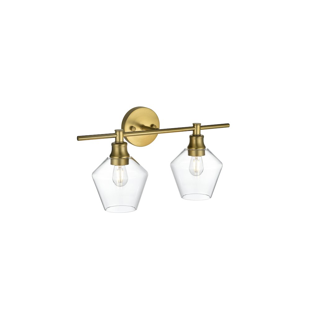 Gene 2 Light Satin Gold and Clear Glass Wall Sconce. Picture 9