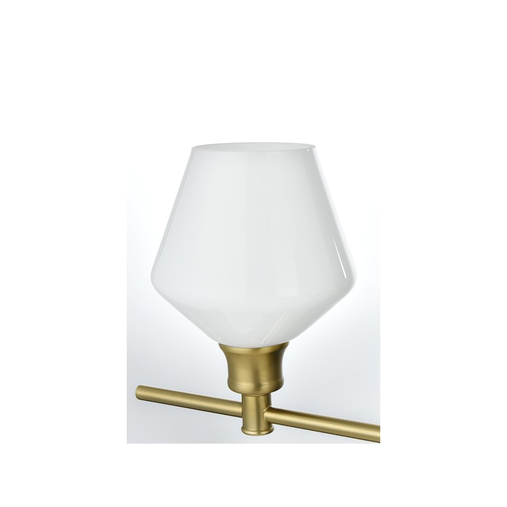 Gene 2 Light Satin Gold and Frosted White Glass Wall Sconce. Picture 4