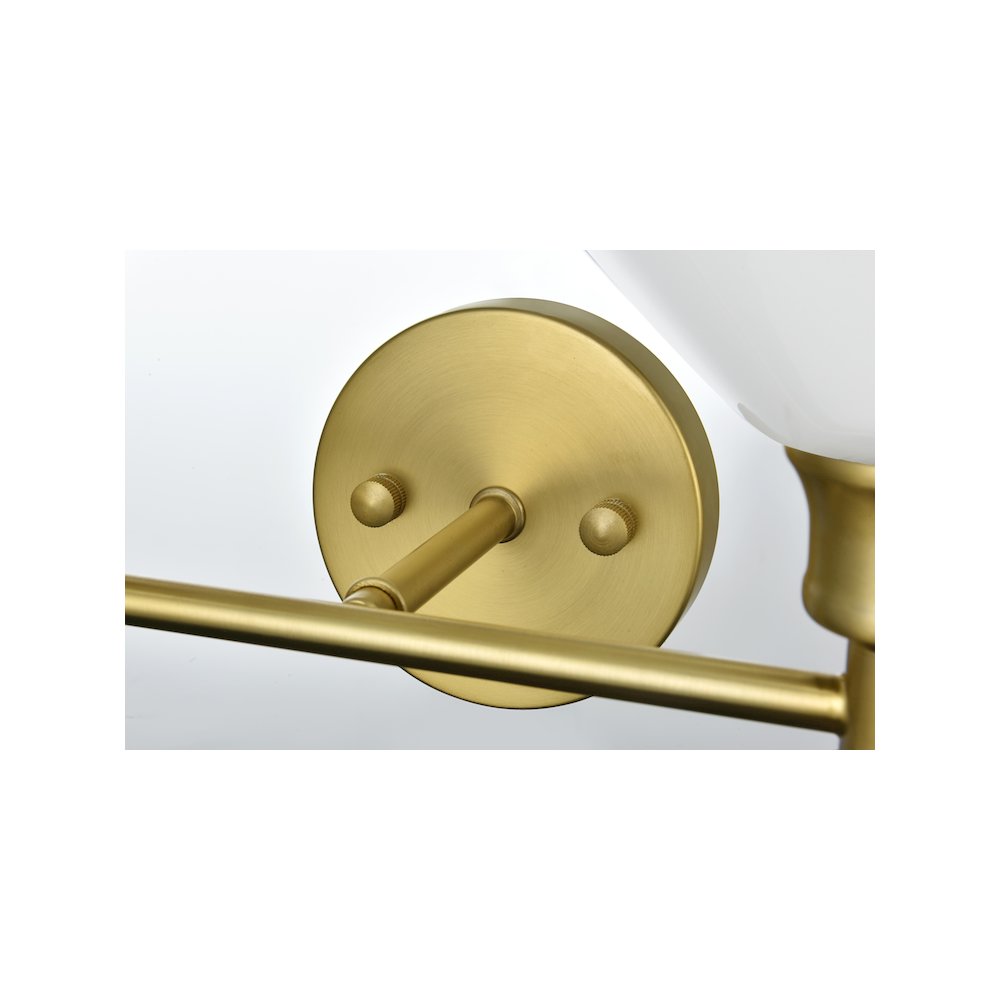 Gene 2 Light Satin Gold and Frosted White Glass Wall Sconce. Picture 5