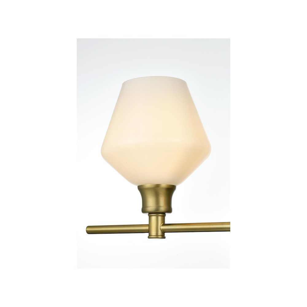 Gene 2 Light Satin Gold and Frosted White Glass Wall Sconce. Picture 6